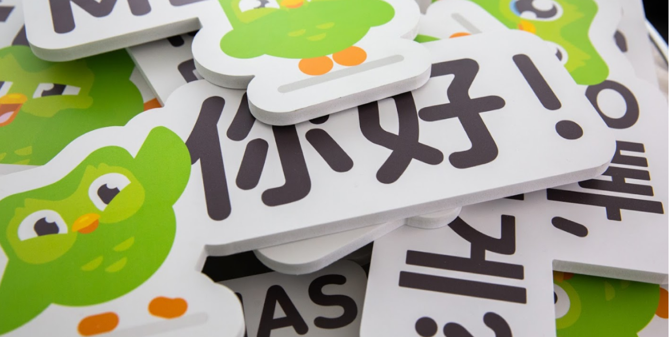 Duolingo photo prop signs