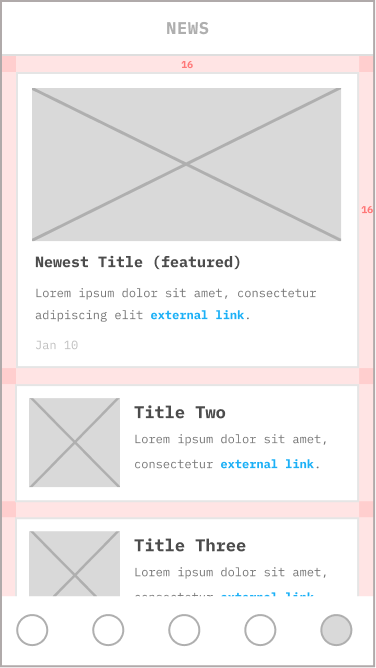 Bottom tab with featured item