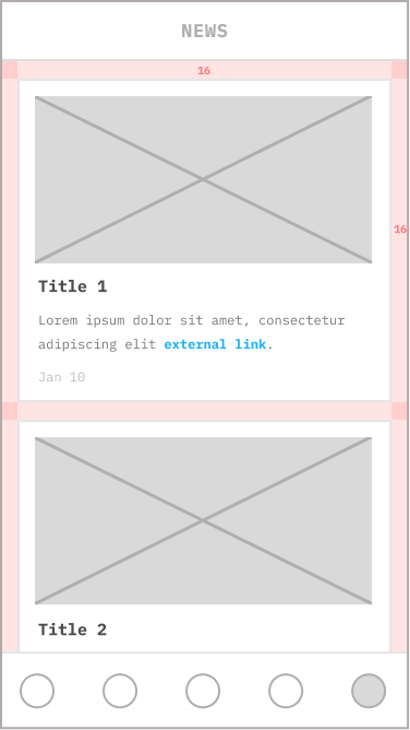 Bottom tab with full-sized items