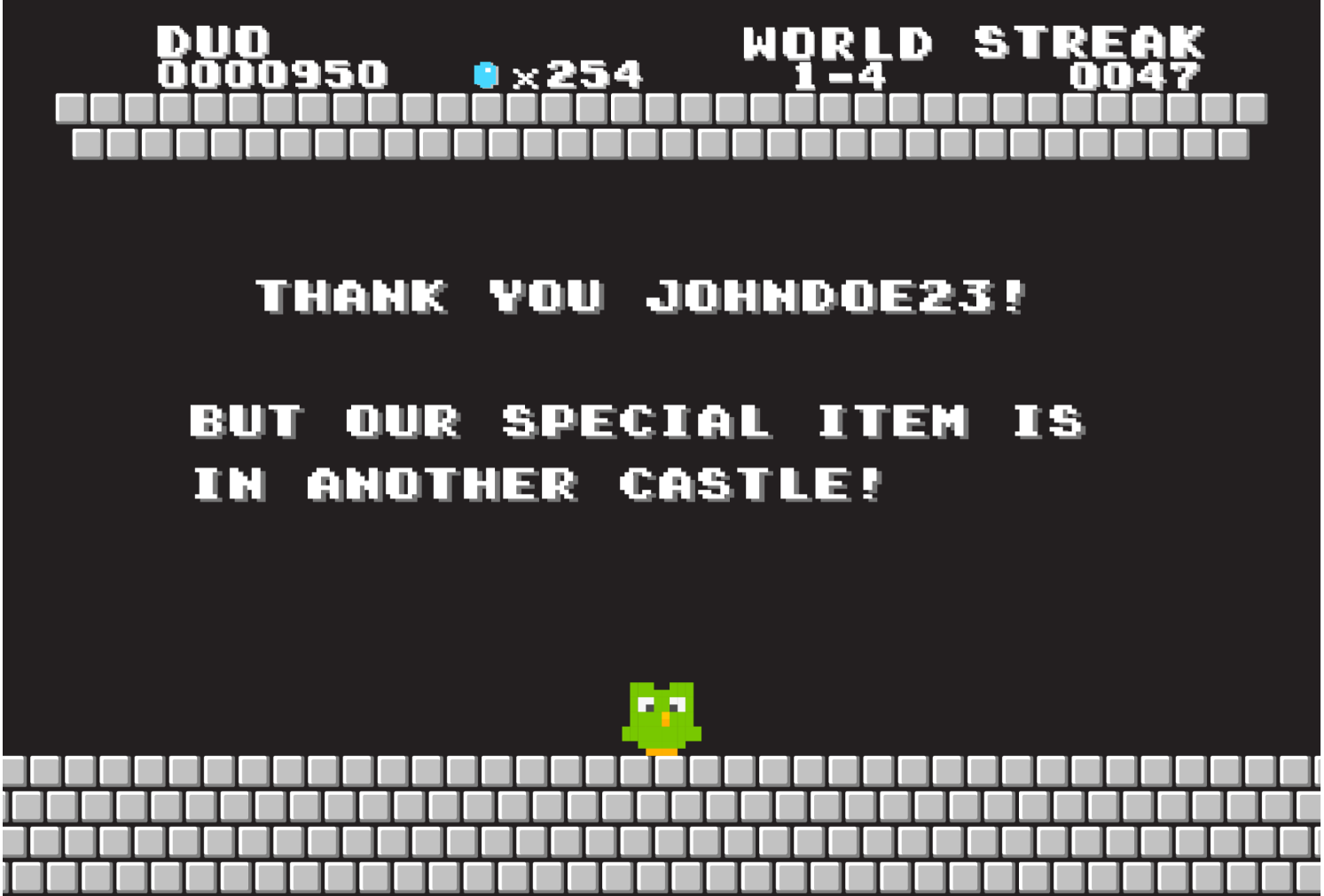 Mario-style Easter egg: our special item is in another castle