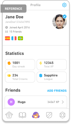 Existing Duolingo profile screen, for reference