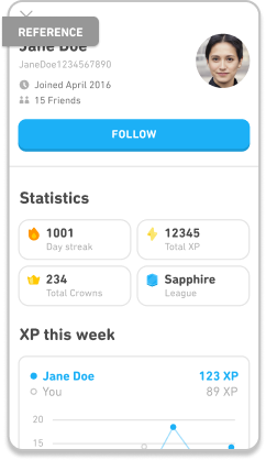 Existing Duolingo profile screen, for reference